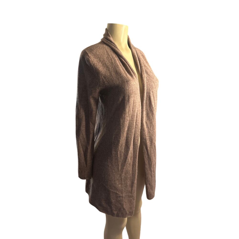 Women S Lusso Cashmere Duster Cardigan Open Front Brown Sweater 100% Cashmere